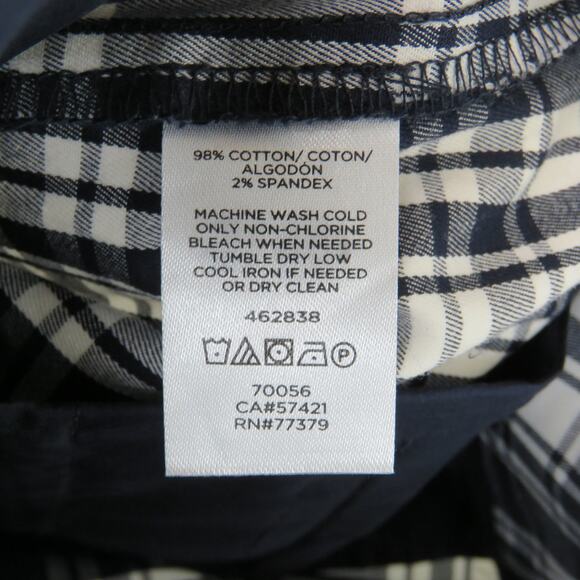 Ann Taylor Cotton Cropped Navy and White Gingham Plaid Straight Leg Pants Size 6 - Picture 8 of 8